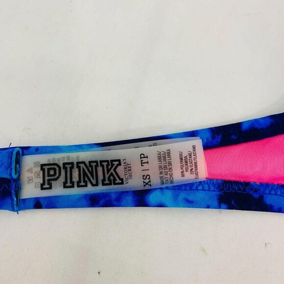 Victoria's Secret PINK Tie Dye Bikini Top Flouncy Neon Embroidery Xsmall - Picture 6 of 8